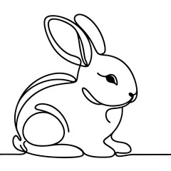Obraz premium Simple line drawing of a rabbit sitting gracefully 