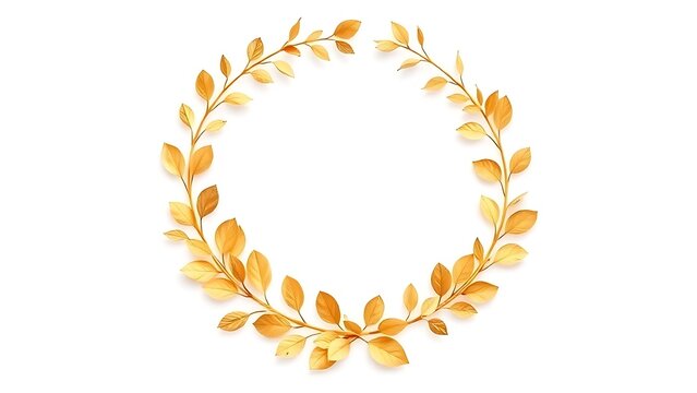 Golden botanical wreath with delicate leaves and watercolor texture, symbolizing natural elegance.
