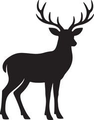Obraz premium A stylized silhouette vector illustration of a wild deer with majestic antlers, perfect for a nature-themed design