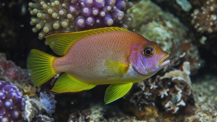 Underwater scene featuring the dazzling Pseudanthias squamipinnis