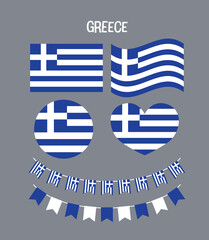 A complete set of Greece national flags in various shapes and styles. Ideal for education, travel, cultural projects, and patriotic graphic design needs