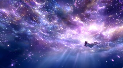  Woman Floating Underwater With