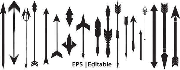 Straight arrows set for graphics