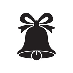 Christmas Bell with a Bow - Festive Holiday Silhouette Icon Vector