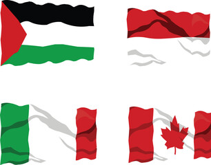 Art & Illustration of four flags