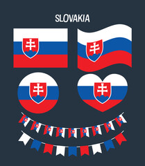 A versatile set of Slovakia national flags in different shapes and styles. Perfect for educational content, patriotic designs, and cultural identity visuals.