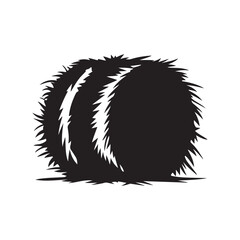 Hay Bale Silhouette Icon - Simple Vector Illustration for Farming and Agriculture