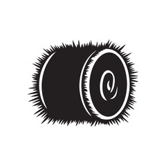 Hay Bale Silhouette Icon - Simple Vector Illustration for Farming and Agriculture