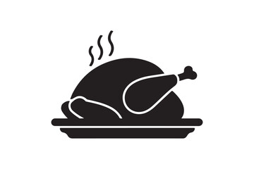 Hot Steaming Roasted Turkey or Chicken on a Platter Silhouette