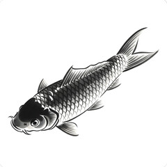 Obraz premium Elegant ink illustration of a koi fish