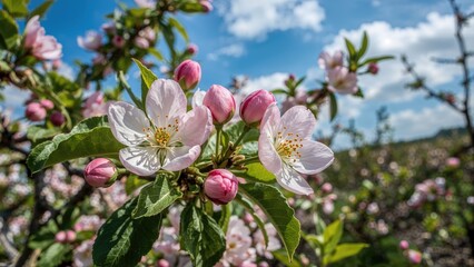 Vibrant Pink Flowers Apple Trees