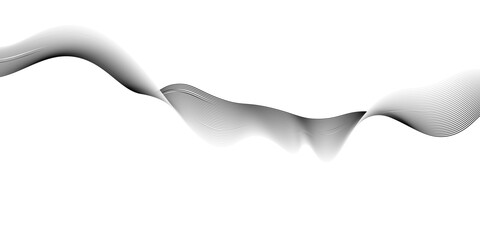 Grey and black wave, curve lines on transparent background,black wavy lines on white background vector illustration,abstract black wave background. black minimal round lines,