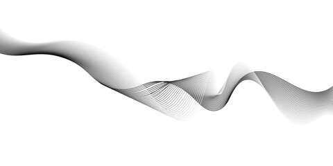 Grey and black wave, curve lines on transparent background,black wavy lines on white background vector illustration,abstract black wave background. black minimal round lines,