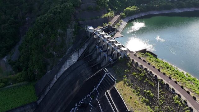 三保ダムと丹沢湖（空撮） , 神奈川県南足柄郡山北町,日本