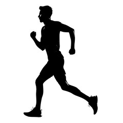 silhouette of a man running jogging 