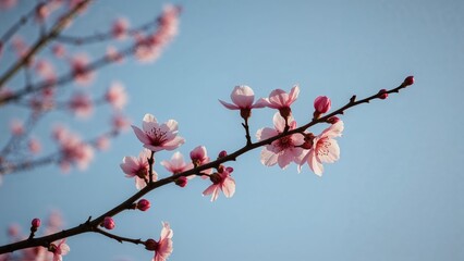 Floral spring blossoms on sakura tree branches