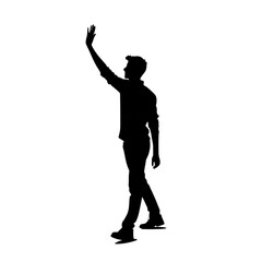 silhouette of a man waving hand