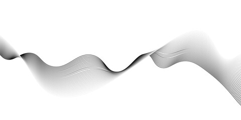 Grey and black wave, curve lines on transparent background,black wavy lines on white background vector illustration,abstract black wave background. black minimal round lines,