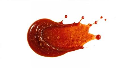 Barbecue Sauce Splash Against a Clean White Backdrop