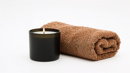 Candlelit spa arrangement displayed on a clean white surface