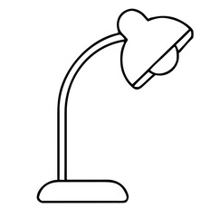 Desk lamp with curved neck in minimalistic black outline style  