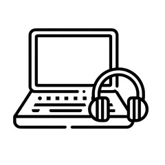 Vector illustration of a computer and delivery truck icons