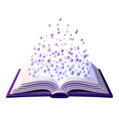 Colorful magical book illustration glowing with knowledge and wisdom