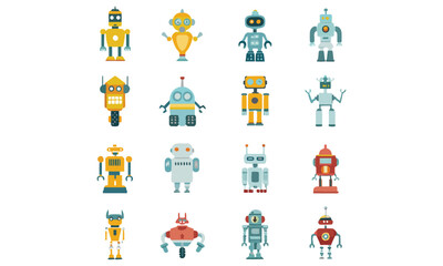 Fototapeta premium Colorful Robot Clipart & Cute Cartoon Robot Illustration
