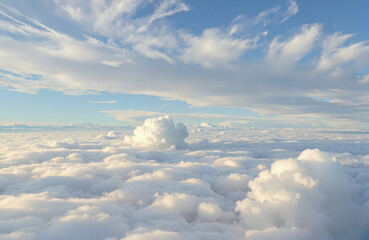 Aerial view of fluffy clouds against a blue sky during daytime  