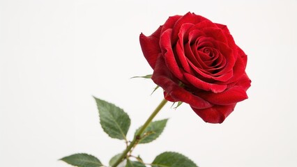 Fototapeta premium Bright red roses on a plain white surface