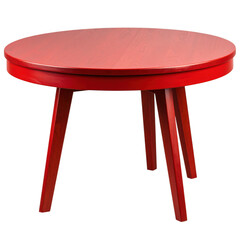 red Round Wooden Table isolated on white and transparent background.