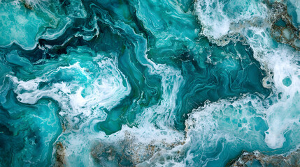 Polished jade marble surface with rich color depth, swirling turquoise, white, and blue pattern, abstract, natural stone texture