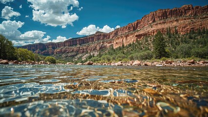 Flow of water through rocky terrain