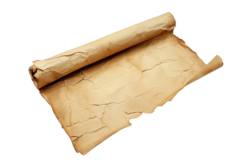 Ancient parchment scroll with visible creases and historical texture found in an archaeological site