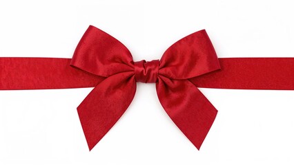 Fototapeta premium Vivid red bow made from ribbon set on a neutral background