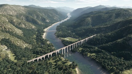 Majestic Aqueduct Crossing Serene Valley Landscape