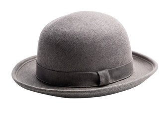 Bowler gray color hat isolated on a white background