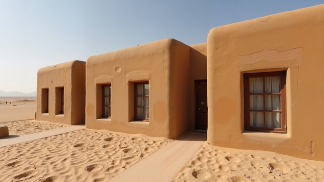 Windows of a restored mud house in Ad Diriyah
