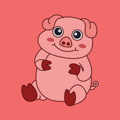 Cartoon Pig Character Sitting