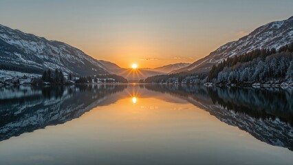 Chilly reflections across lakes in a snowy landscape