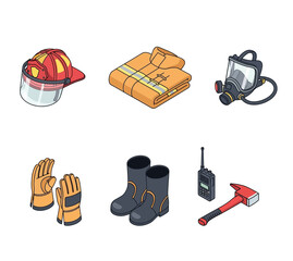 Colorful Firefighter Gear Set for Safety and Rescue