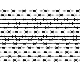Repeating Pattern of Black Barbed Wire Fences