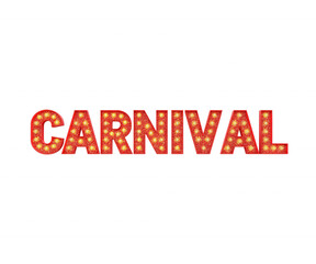Obraz premium Bright and vibrant carnival sign with glowing lights against a simple isolated background display