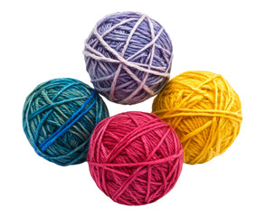 Colorful Yarn Balls in Vibrant Shades for Craft and DIY Projects, PNG bundle collection, Isolated on Transparent Background