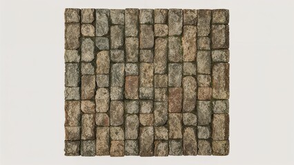 Bird's-eye view of bricks laid out in a square formation