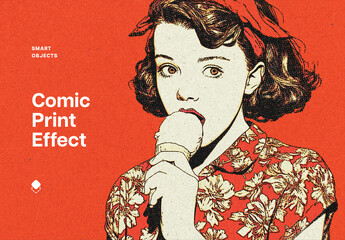 Comic Print Photo Effect Mockup