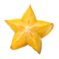 Single Starfruit Slice on Black Background carambola