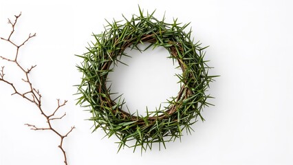 Fototapeta premium Thorn wreath depicting the passion and resurrection of Jesus in a horizontal frame.