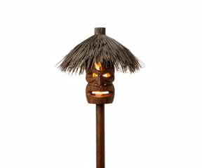 Captivating tiki torch with traditional design and vibrant flames, perfect for tropical themed celebrations and decorative lighting