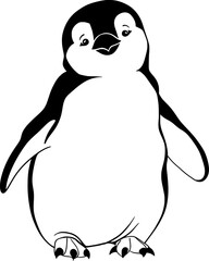 cute penguin vector ink illustration
